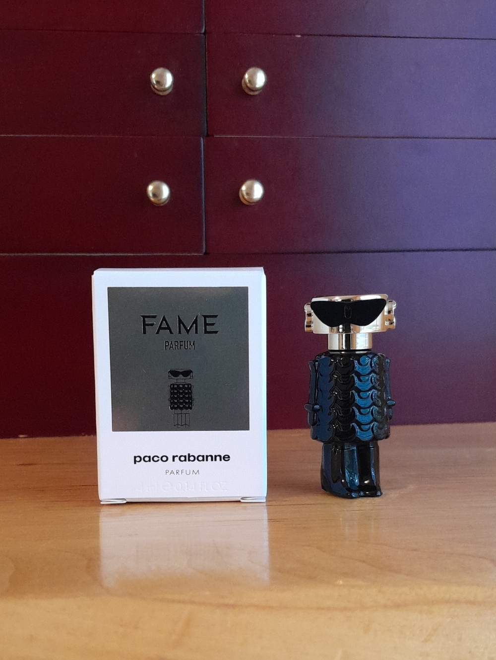 Paco Rabanne Fame Mini Size 8 black and gold decorative perfume bottle accent